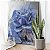 Quadro Decorativo Canvas Nórdico Elegante Floral com Rosa na cor azul Vertical - Imagem 4