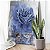 Quadro Decorativo Canvas Nórdico Elegante Floral com Rosa na cor Azul Vertical - Imagem 4