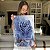 Quadro Decorativo Canvas Nórdico Elegante Floral com Rosa na cor Azul Vertical - Imagem 5