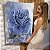 Quadro Decorativo Canvas Nórdico Elegante Floral com Rosa na cor Azul Vertical - Imagem 6