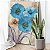 Quadro Decorativo Canvas Floral Flores Azuis Pintura a Óleo Vertical - Imagem 3