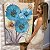 Quadro Decorativo Canvas Floral Flores Azuis Pintura a Óleo Vertical - Imagem 6