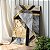 Quadro Decorativo Canvas Abstrato Mosaico Orgânico Preto, Branco e Dourado Vertical - Imagem 1