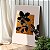 Quadro Decorativo Canvas Flores em Preto com Fundo Gold Vertical - Imagem 1