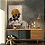 Quadro Decorativo Canvas Flores em Preto com Fundo Gold Vertical - Imagem 2