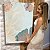 Quadro Decorativo Canvas Flores em Silhueta de Linhas Finas Gold Com Cores Azul e Rose Vertical - Imagem 7