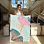 Quadro Decorativo Canvas Flores em Silhueta de Linhas Finas Gold Com Cores Azul e Rose Vertical - Imagem 4