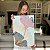 Quadro Decorativo Canvas Flores em Silhueta de Linhas Finas Gold Com Cores Azul e Rose Vertical - Imagem 6