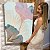 Quadro Decorativo Canvas Flores em Silhueta de Linhas Finas Gold Com Cores Azul e Rose Vertical - Imagem 7