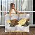 Quadro Decorativo Canvas Pintura de Folhas Coloridas em Detalhes Dourados Gold Horizontal - Imagem 1