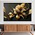 Quadro Decorativo Canvas Composição Abstrata de Flores em Ouro Gold Horizontal - Imagem 3