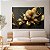Quadro Decorativo Canvas Composição Abstrata de Flores em Ouro Gold Horizontal - Imagem 2
