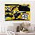 Quadro Decorativo Canvas Street Art Com Desenhos em Gravuras Fundo Amarelo Horizontal - Imagem 4