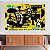 Quadro Decorativo Canvas Street Art Com Desenhos em Gravuras Fundo Amarelo Horizontal - Imagem 3