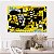 Quadro Decorativo Canvas Street Art Com Desenhos em Gravuras Fundo Amarelo Horizontal - Imagem 2