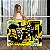 Quadro Decorativo Canvas Street Art Com Desenhos em Gravuras Fundo Amarelo Horizontal - Imagem 1