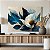 Quadro Decorativo Canvas Floral Flores de Magnólia Azuis e Brancas Horizontal - Imagem 5