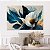 Quadro Decorativo Canvas Floral Flores de Magnólia Azuis e Brancas Horizontal - Imagem 4