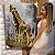 Quadro Decorativo Canvas Girafa Dourada Fundo Abstrato Vertical - Imagem 6