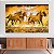 Quadro Decorativo Canvas Cavalos Dourados Fundo Abstrato Horizontal - Imagem 2
