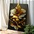 Quadro Decorativo Canvas Flores Branco e Dourado Vertical - Imagem 3