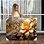 Quadro Decorativo Canvas Flor Branca e Dourada Pintura Horizontal - Imagem 1