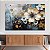 Quadro Decorativo Canvas Flores Azuis e Douradas Pintura Horizontal - Imagem 3