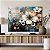 Quadro Decorativo Canvas Flores Azuis e Douradas Pintura Horizontal - Imagem 5