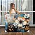 Quadro Decorativo Canvas Flores Azuis e Douradas Pintura Horizontal - Imagem 1