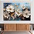 Quadro Decorativo Canvas Flores Brancas Fundo Azul Pintura Horizontal - Imagem 2