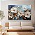 Quadro Decorativo Canvas Flores Brancas Fundo Azul Pintura Horizontal - Imagem 3