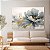 Quadro Decorativo Canvas Flor Azul com Detalhes Dourados Horizontal - Imagem 2