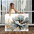 Quadro Decorativo Canvas Flor Azul com Detalhes Dourados Horizontal - Imagem 1