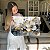 Quadro Decorativo Canvas Flor Branca Folhas Azuis e Douradas Horizontal - Imagem 6