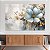 Quadro Decorativo Canvas Flor Azul com Pingos Dourados Horizontal - Imagem 3