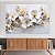 Quadro Decorativo Canvas Flores Brancas Folhas Douradas Horizontal - Imagem 2