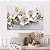Quadro Decorativo Canvas Flores Brancas Folhas Douradas Horizontal - Imagem 4