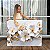 Quadro Decorativo Canvas Flores Brancas Folhas Douradas Horizontal - Imagem 1