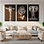 Quadros Decorativos Trio em Canvas Animais Silvestres Leão Girafa e Elefante Preto e Branco - Imagem 1