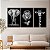 Quadros Decorativos Trio em Canvas Animais Silvestres Leão Girafa e Elefante Preto e Branco - Imagem 2