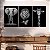 Quadros Decorativos Trio em Canvas Animais Silvestres Leão Girafa e Elefante Preto e Branco - Imagem 3