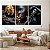 Quadros Decorativos Trio em Canvas Beleza Feminina Mulheres com Maquiagem Preta e Dourada - Imagem 3