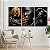 Quadros Decorativos Trio em Canvas Beleza Feminina Mulheres com Maquiagem Preta e Dourada - Imagem 4