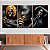Quadros Decorativos Trio em Canvas Beleza Feminina Mulheres com Maquiagem Preta e Dourada - Imagem 1