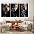 Quadros Decorativos Trio em Canvas Beleza Feminina Mulheres com Maquiagem Preta e Dourada - Imagem 1
