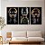 Quadros Decorativos Trio em Canvas Beleza Feminina Mulheres com Maquiagem Preta e Dourada - Imagem 5