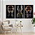 Quadros Decorativos Trio em Canvas Beleza Feminina Mulheres com Maquiagem Preta e Dourada - Imagem 2