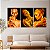Quadros Decorativos Trio em Canvas Beleza Feminina Mulheres com Maquiagem Dourada - Imagem 1