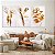 Quadros Decorativos Trio em Canvas Flores Douradas e Brancas - Imagem 1