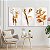 Quadros Decorativos Trio em Canvas Flores Douradas e Brancas - Imagem 3